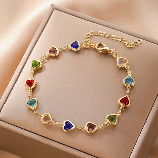 Multi color Heart Bracelet